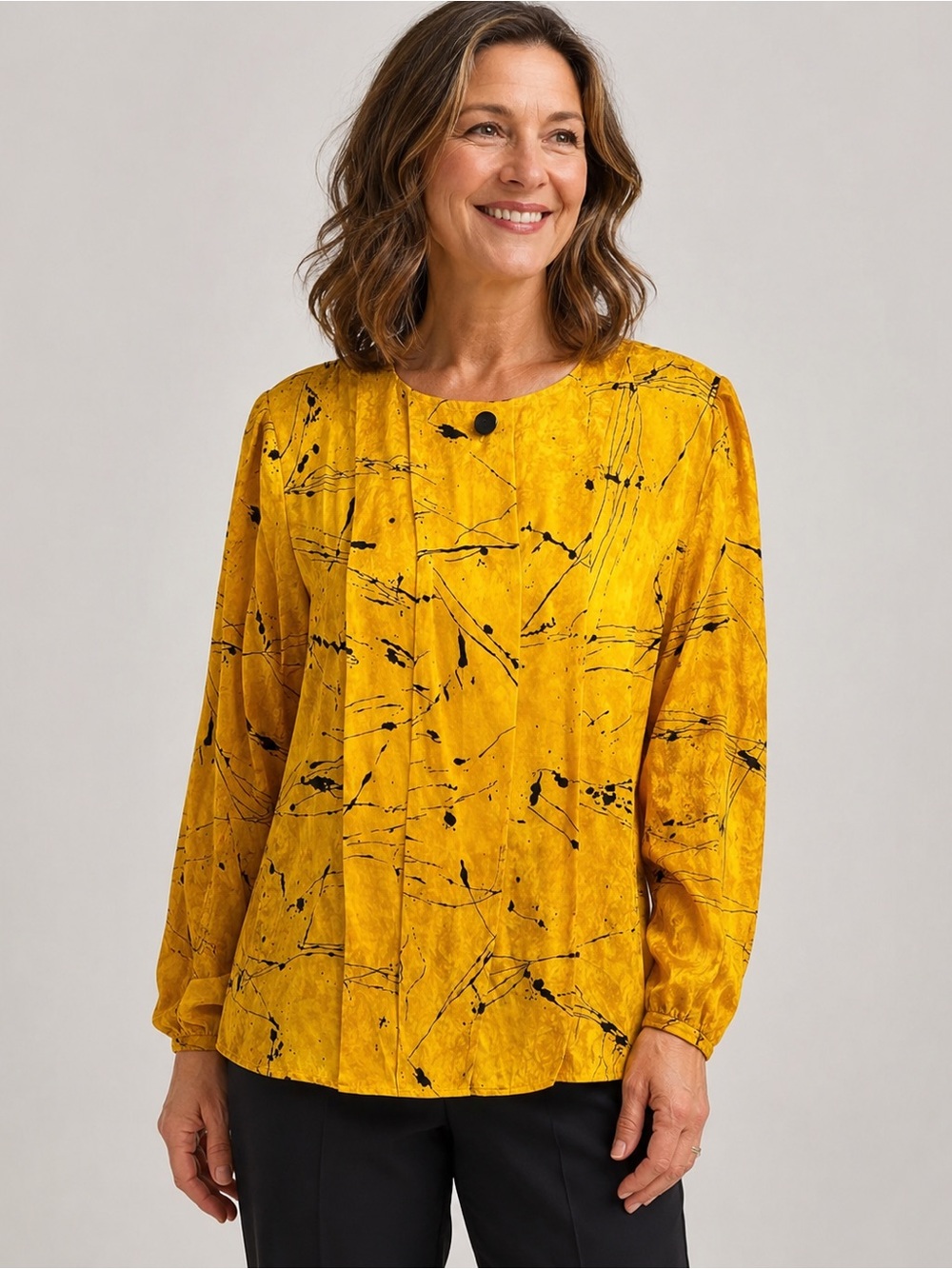 FLORA KUNG ll NY Vintage 80’s 100% silk abstract blouse sz 10